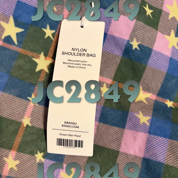 NWT Baggu Green Star Plaid Nylon Shoulder Bag